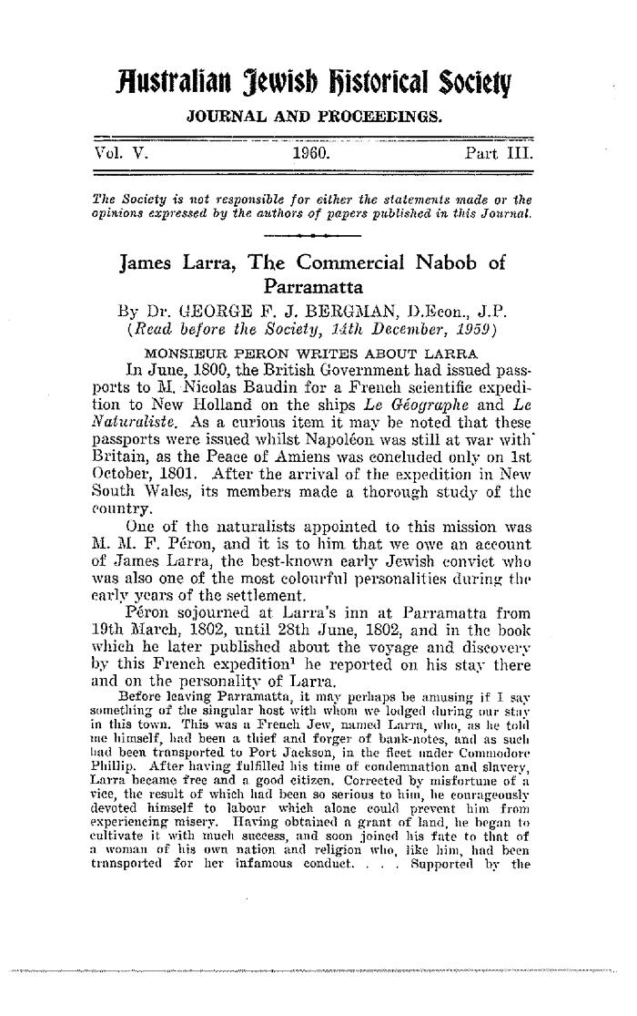 James Larra, the commercial nabob of Parramatta