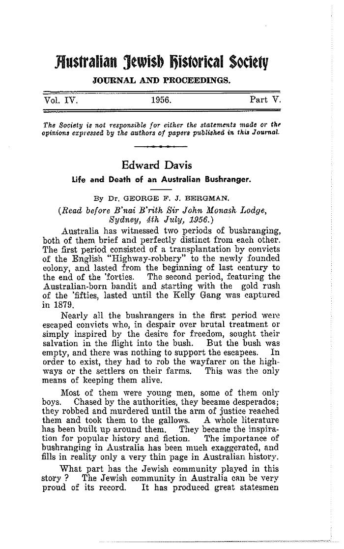 Edward Davis: life and death of an Australian bushranger