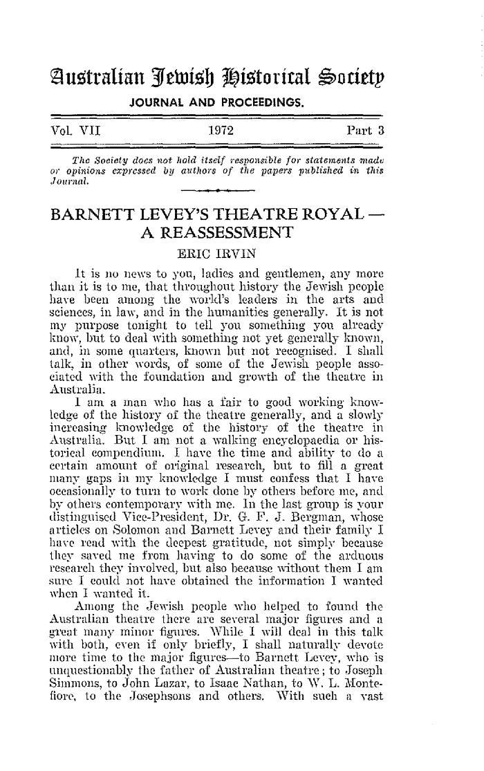 Barnett Levey's Theatre Royal: a reassessment