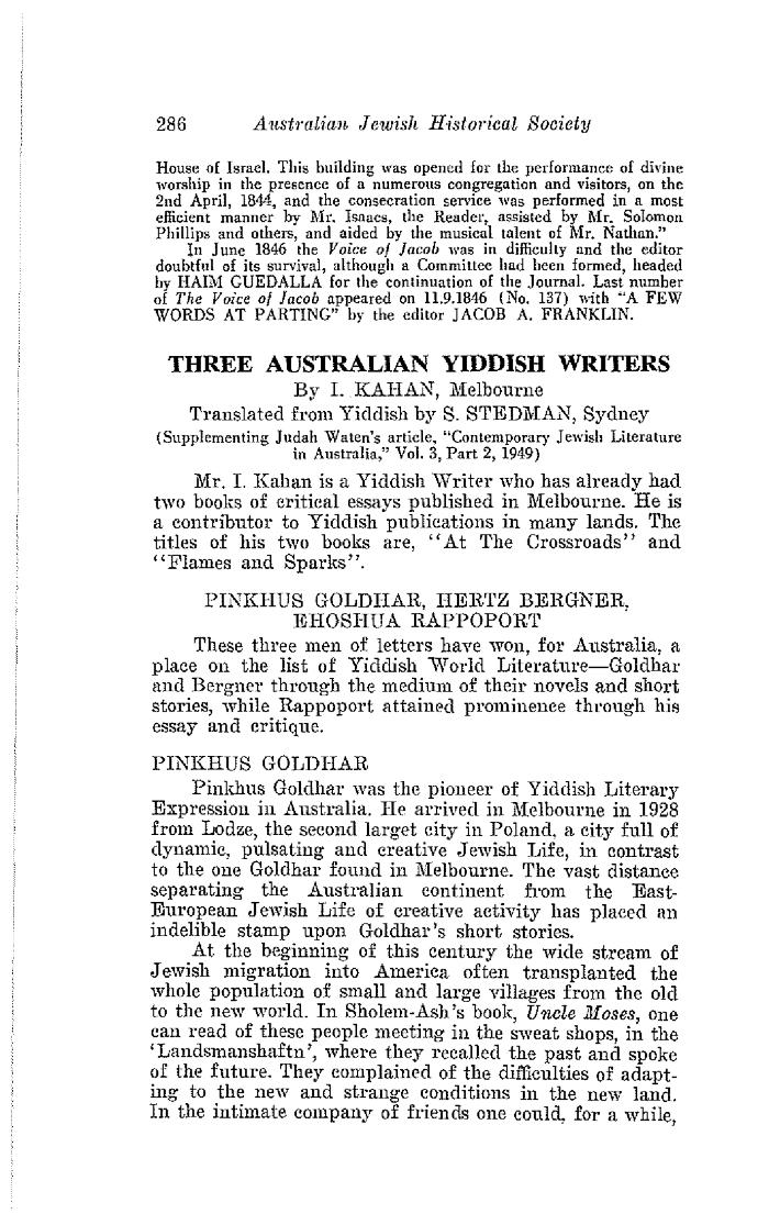 Three Australian Yiddish writers