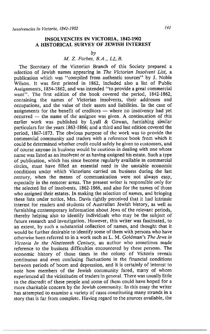 Insolvencies in Victoria 1842-1902