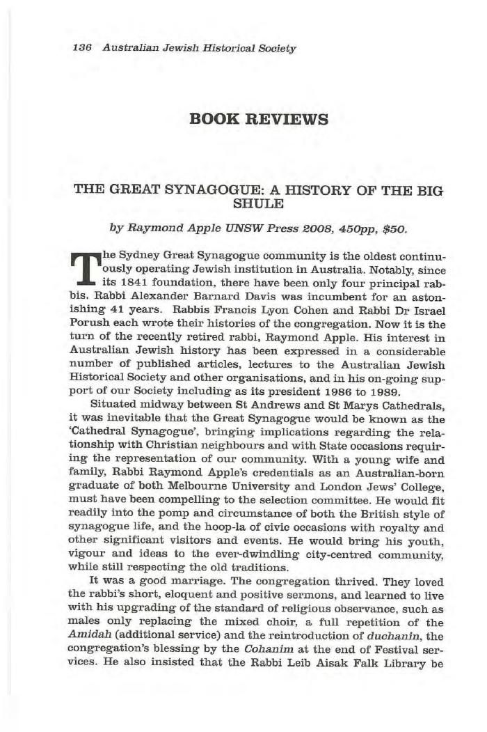 The Great Synagogue. A History of the Big Shule