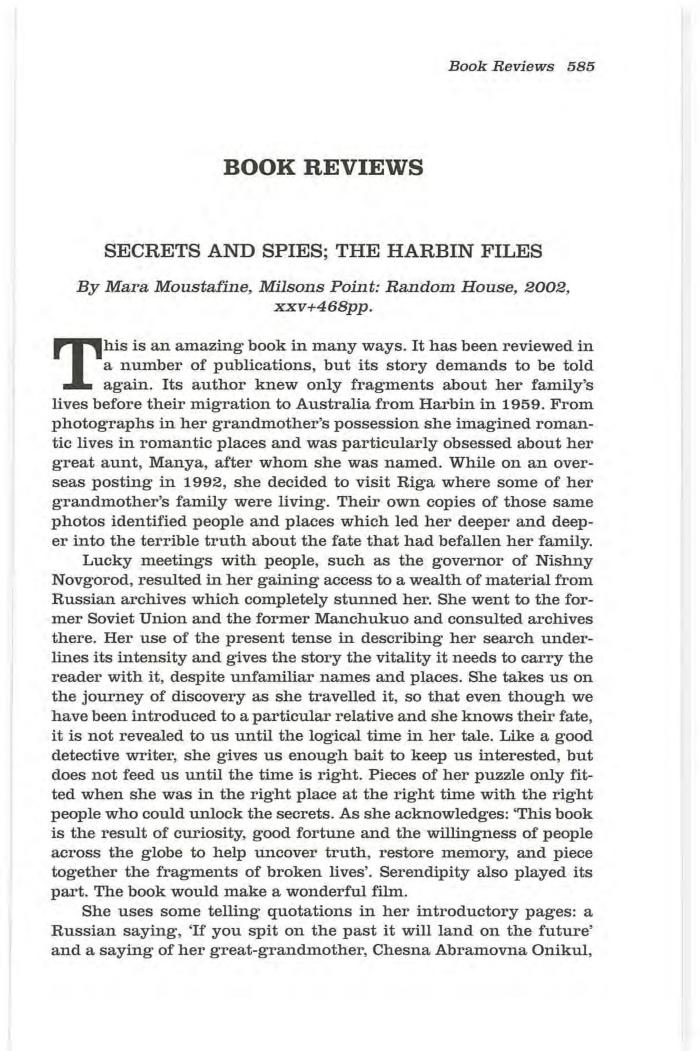 Secrets and Spies. The Harbin Files