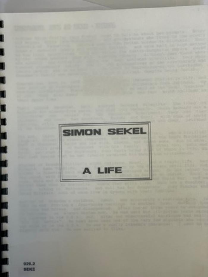 Simon Sekel: A Life