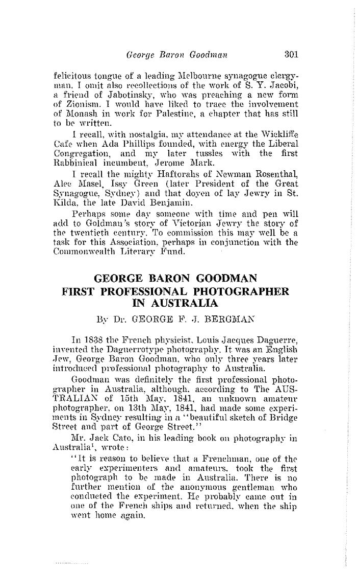 George Baron Goodman- first professional photographer in Australia