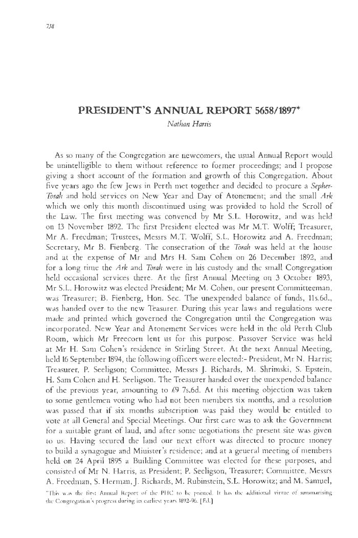 President's Annual Report 5658/1897