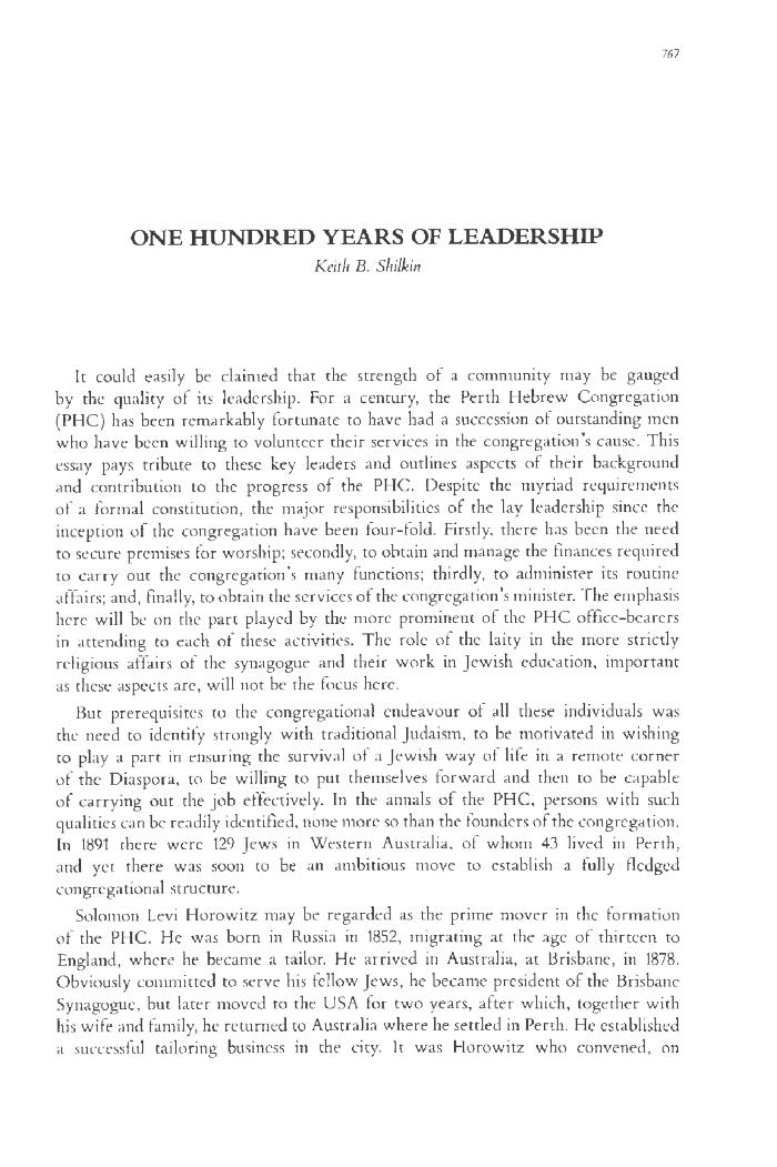 One hundred years of leadership