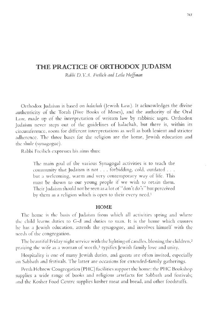 The practice of Orthodox Judaism