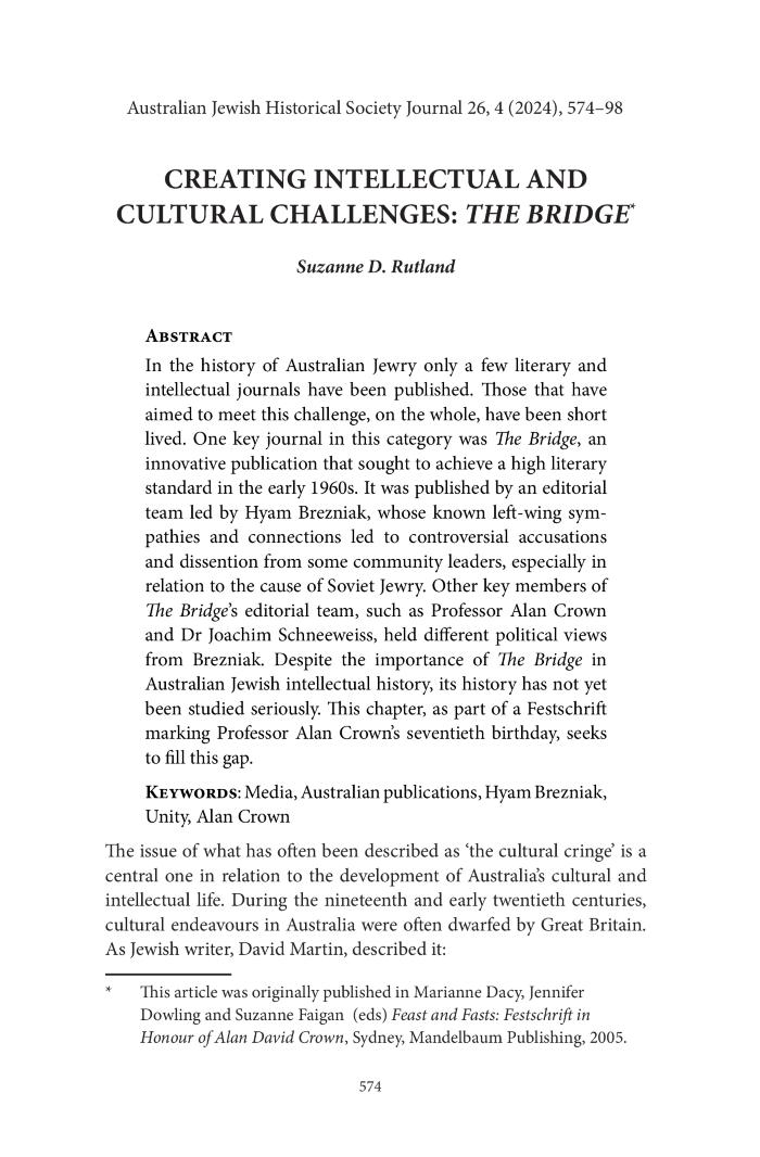 Creating intellectual and cultural challenges: The Bridge