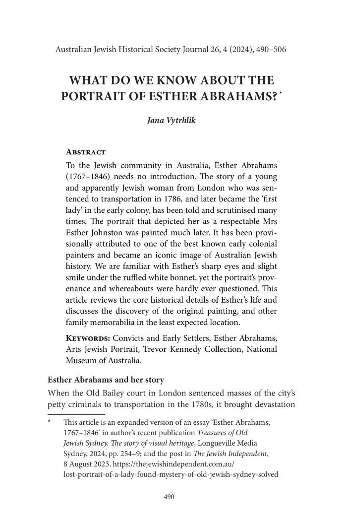 What do you know about the portrait of Esther Abrahams?