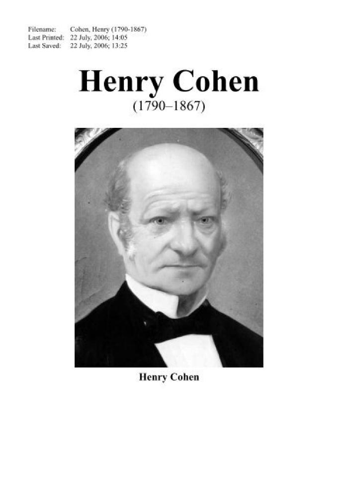 Henry Cohen (1790-1867)