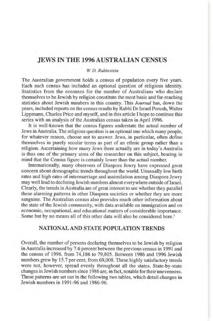 Jews in the 1996 Australian census