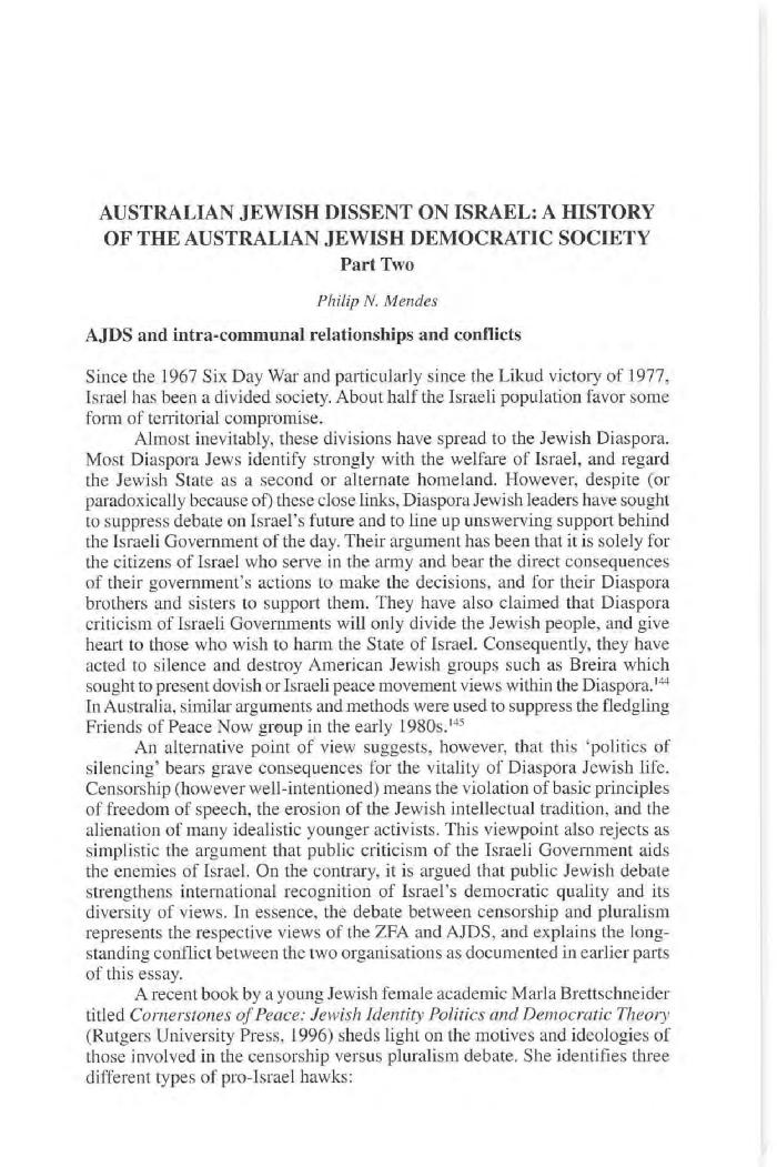Australian Jewish dissent on Israel: a history of the Australian Jewish Democratic Society (Part 2)