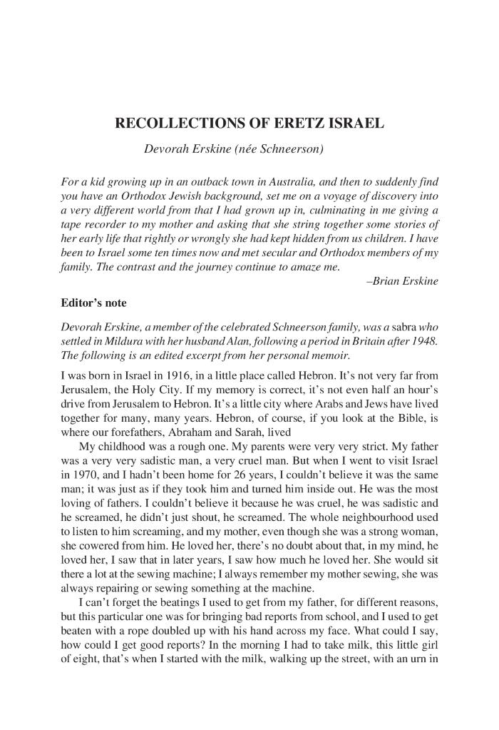 Recollections of Eretz Israel