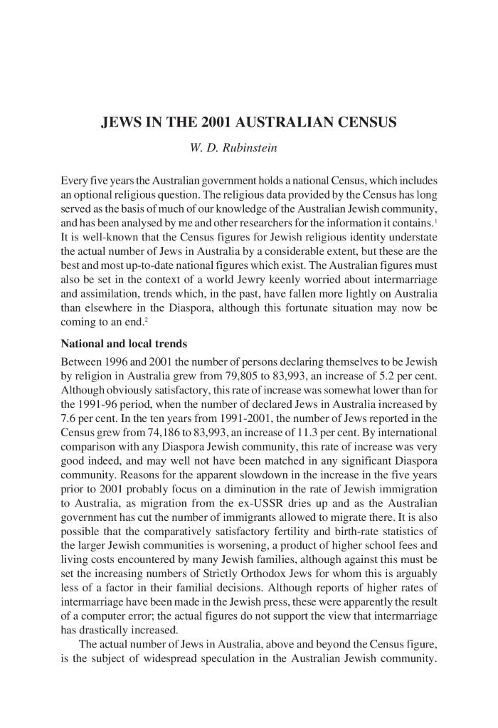 Jews in the 2001 Australian census