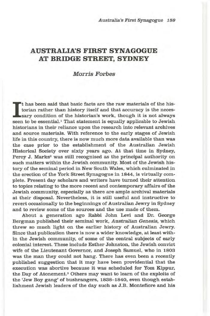 Australia's first synagogue at Bridge street, Sydney