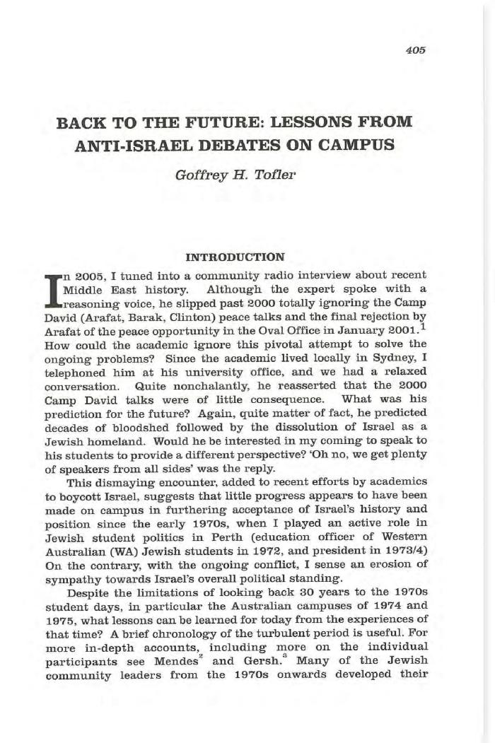 Back to the future: lessons from anti-Israel debates on campus