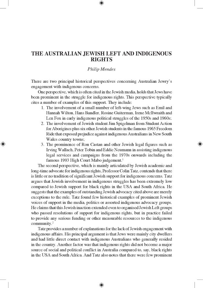 The Australian Jewish Left and Indigenous rights