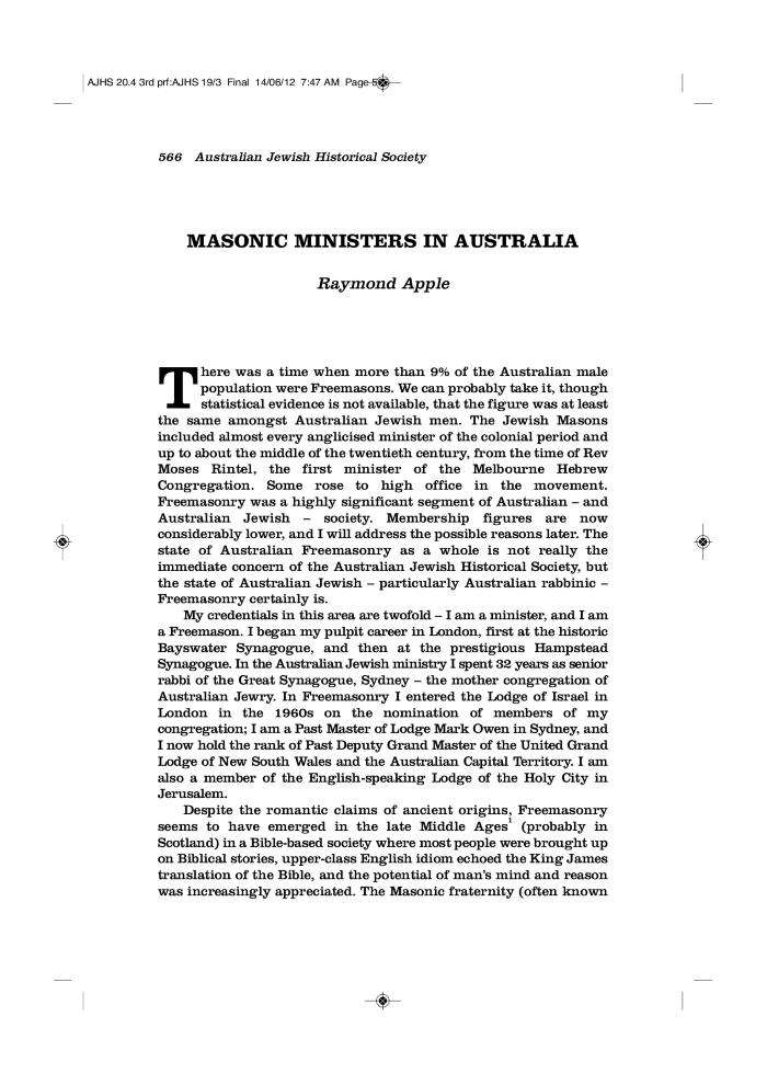 Masonic ministers in Australia