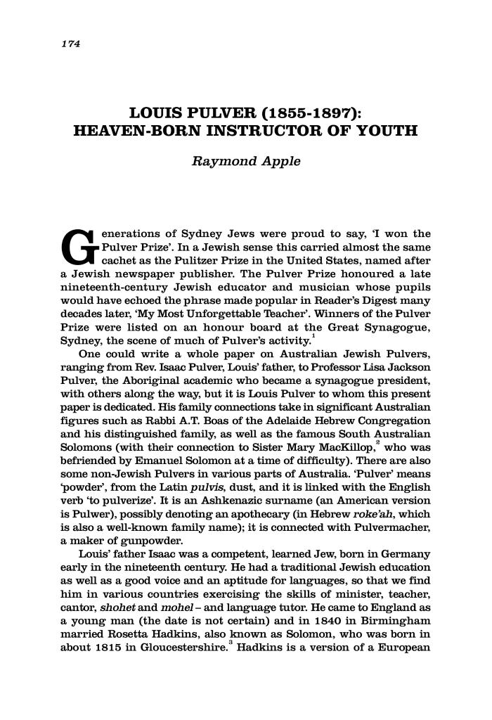 Louis Pulver (1855-1897): heaven-born instructor of youth
