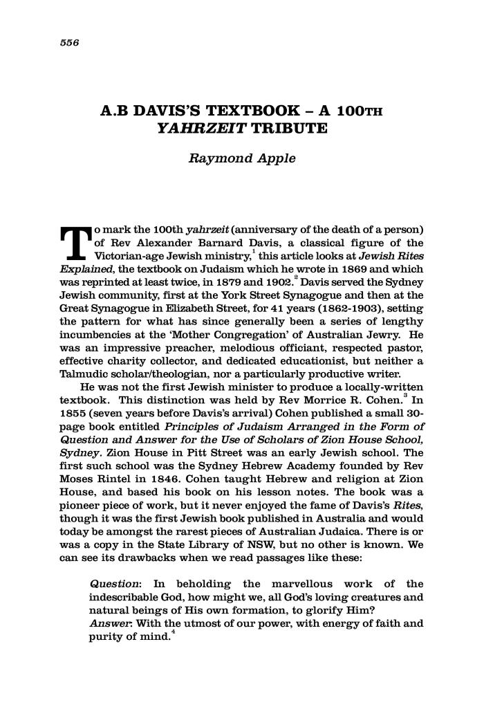 A.B. Davis Textbook - A 100th Yahtzeit Tribute