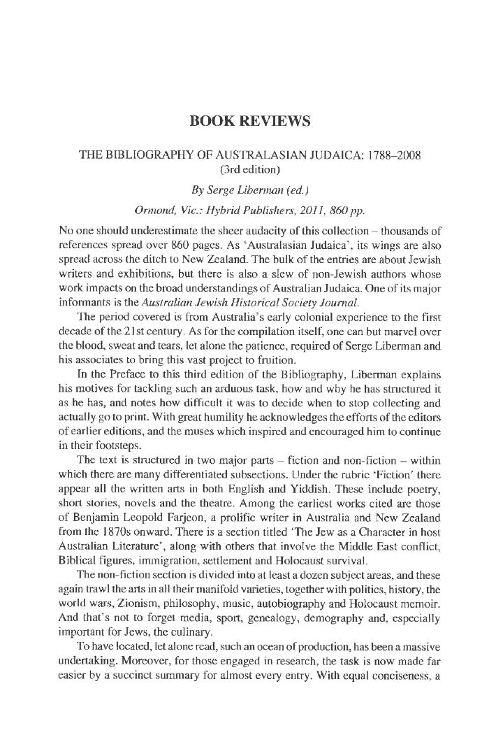 Bibliography of Australian Judaica 1788-2008